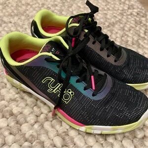 Ryka Black and Lime Green Running Shoes 9